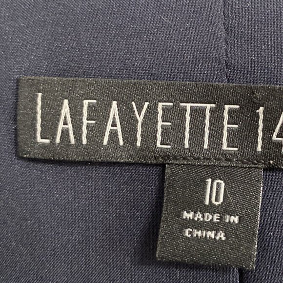 Lafayette 148 New York Blazer Womens 10 Blue Wool Blend Three Button Long Sleeve - Picture 7 of 8